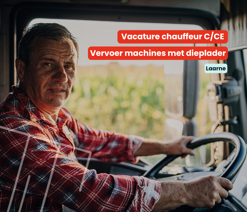 chauffeur c/ce vervoer machines met dieplader